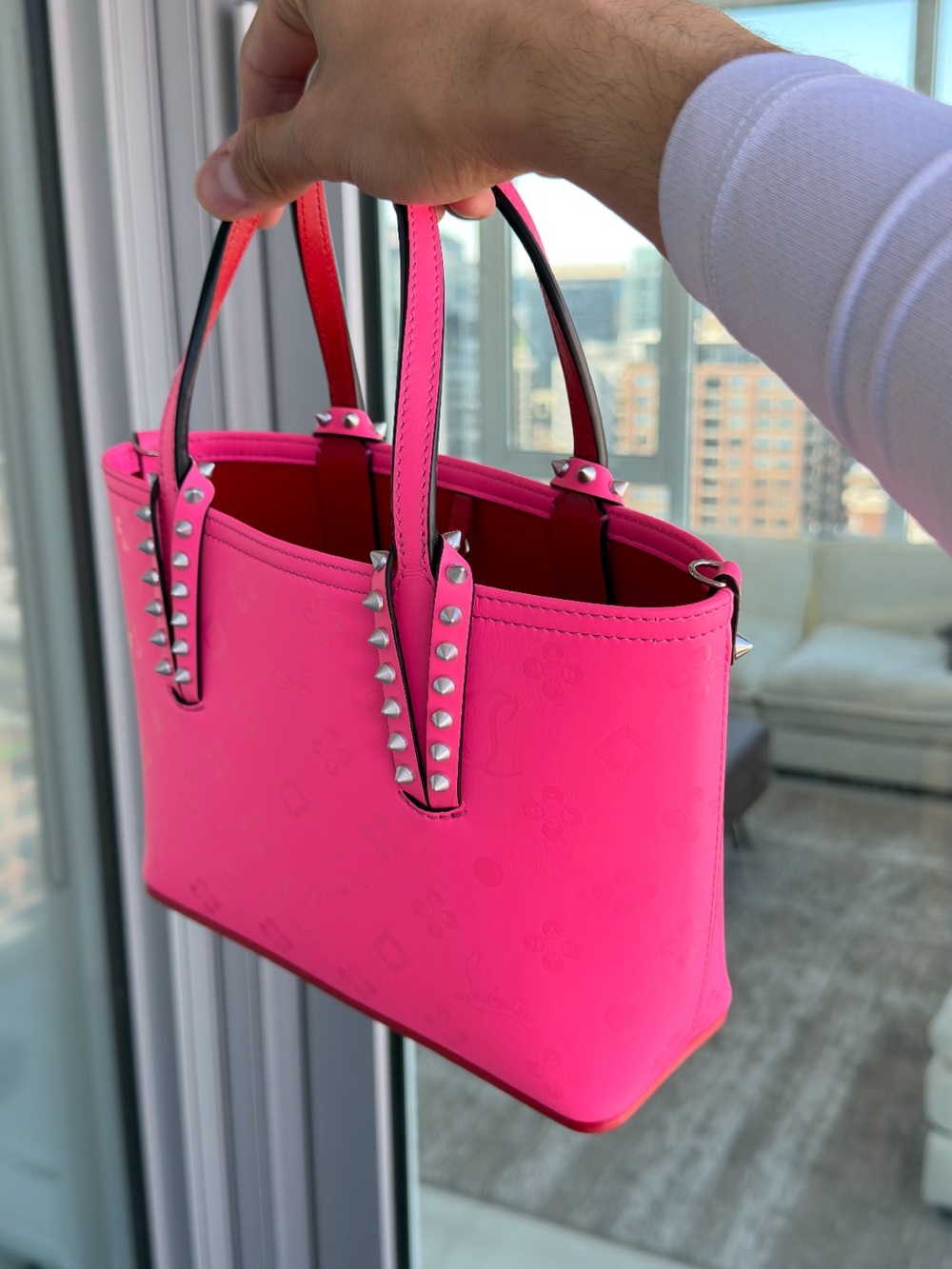 Originally $1550 🔥Christian Louboutin Cabata Pink Shoulder Bag Purse Tote - Picture 4 of 9
